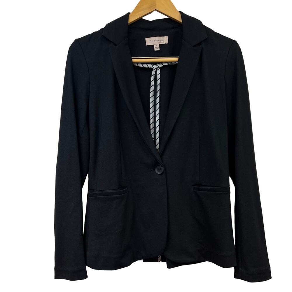 Philosophy Jacket, Women's Size Small, Black, Soft Blazer, One Button